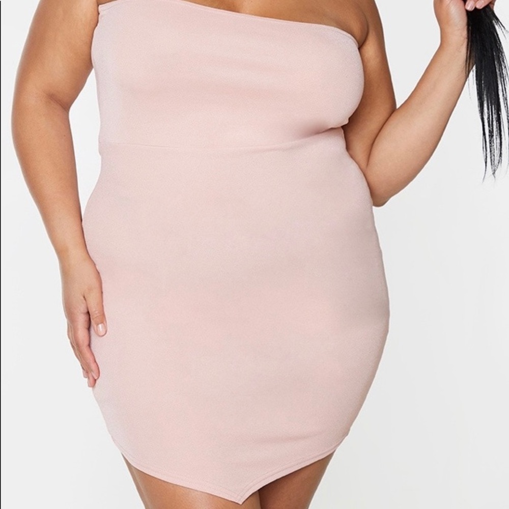 Rose Bandeau Pointy Hem Bodycon Dress